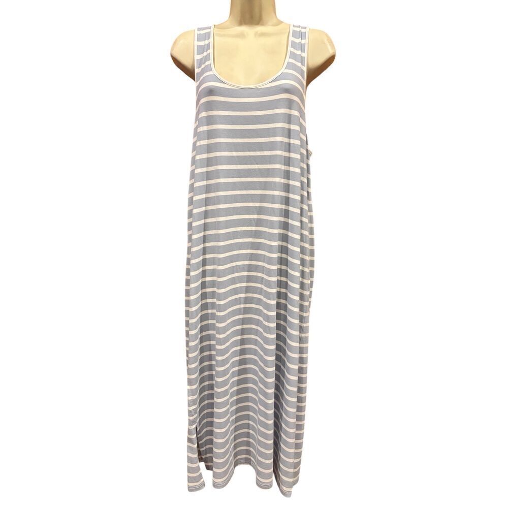 Skin Peri Blue Stripes Raceback Cotton Blend Gown Size 5/XXL